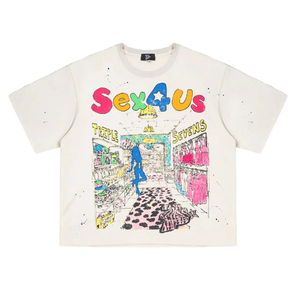 TRIPLE SEVEN Men's Sex 4 Us Tee Size XL In Cream